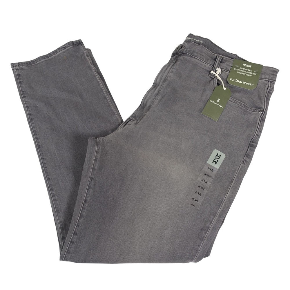 Mutual Weave Mens The Taper Relaxed Fit Tapered Leg Gray Jeans 44x34 NWT